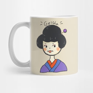 Pop Vintage Japanese Geisha Kimono Girl Art Logo Aesthetic Tattoo Japan Samurai Mug